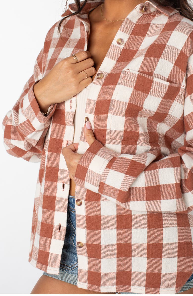 Roxy Let's Get Away Check Cotton Flannel Button-Up Shirt, Alternate, color, 