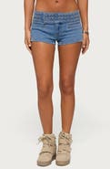 EDIKTED Odetta Studded Low Rise Denim Shorts