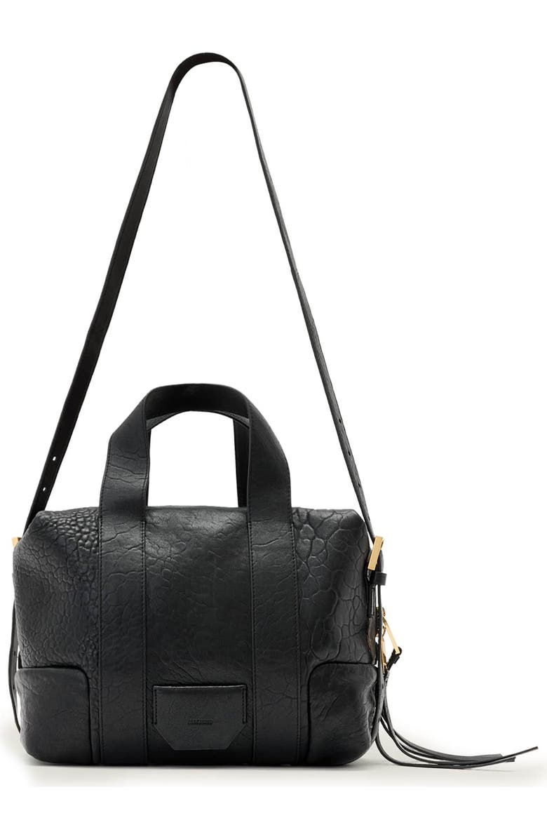 AllSaints Ares Leather Satchel, Main, color, Black