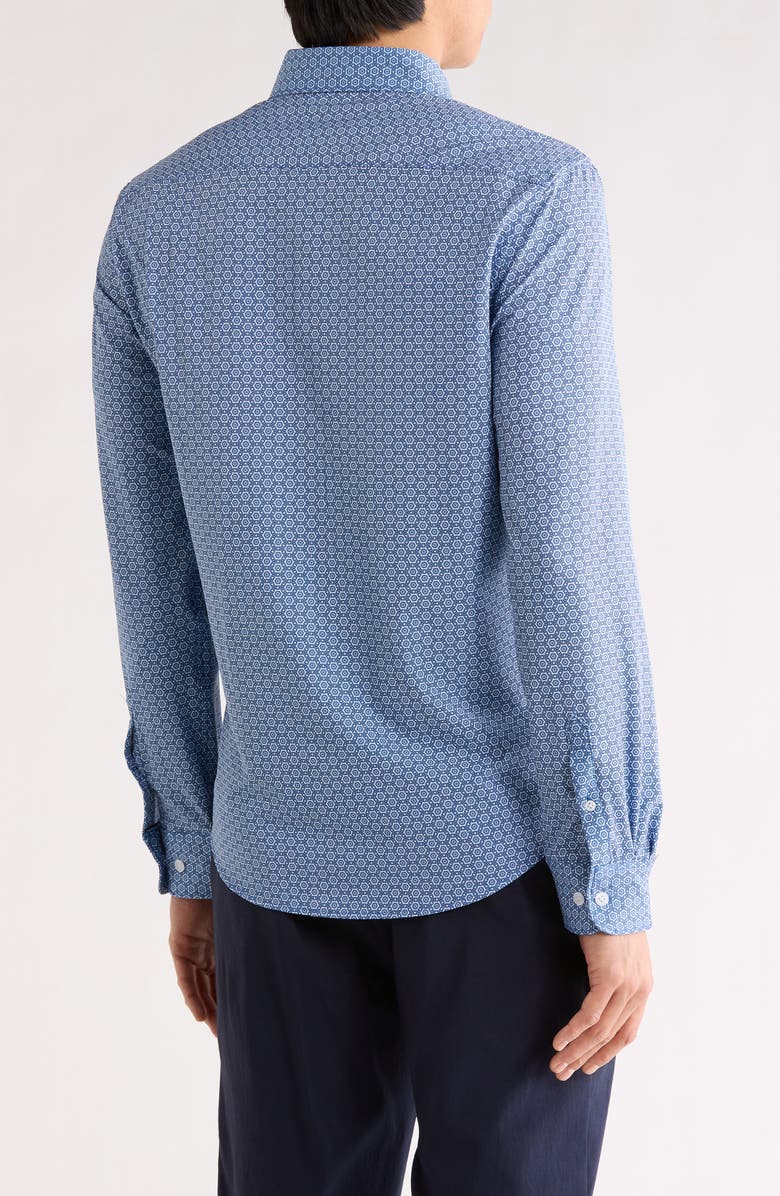 DENIM AND FLOWER Polka Dot Stretch Button-Up Shirt, Alternate, color, Blue/ White