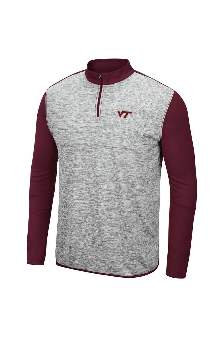Men's Colosseum Heathered Gray/Maroon Virginia Tech Hokies Prospect Quarter-Zip Jacket, Alternate, color, Heather Gray