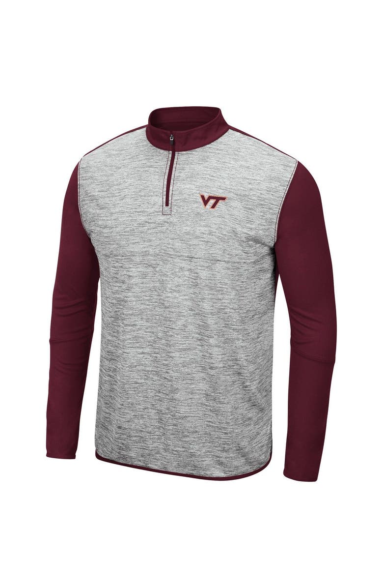COLOSSEUM Men's Colosseum Heathered Gray/Maroon Virginia Tech Hokies Prospect Quarter-Zip Jacket, Alternate, color,