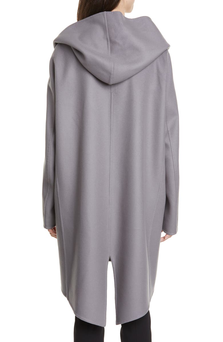 Rick Owens Slab Hooded Long Wool & Nylon Coat, Alternate, color, 