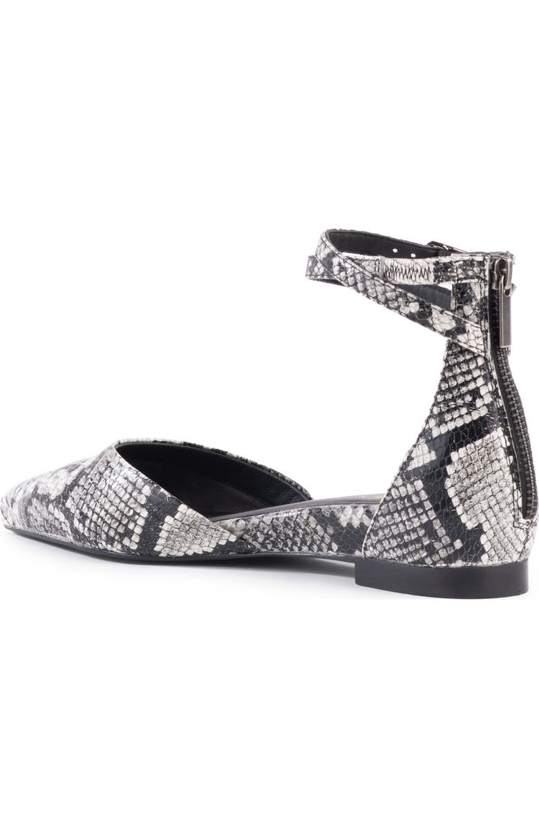 Seychelles What a Girl Wants Ankle Strap Pointed Toe Flat, Alternate, color, Black/White