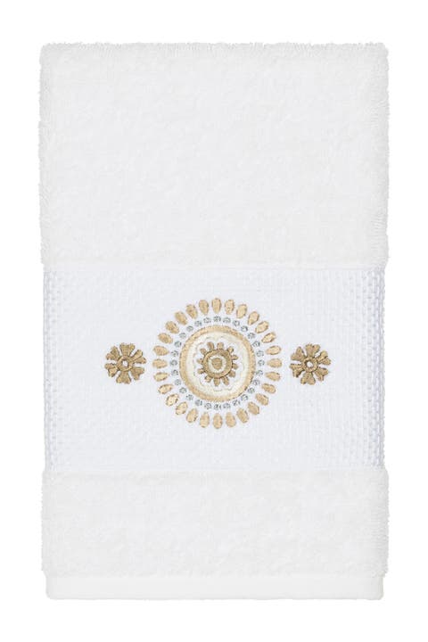 Isabell Embellished Hand Towel - White