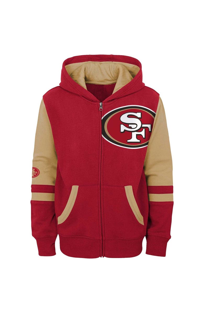 Outerstuff Youth Scarlet San Francisco 49ers Colorblock Full-Zip Hoodie, Alternate, color, Scarlet