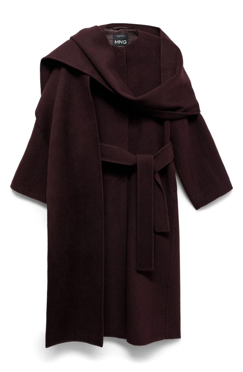 MANGO Wool Coat with Removable Scarf, Alternate, color,