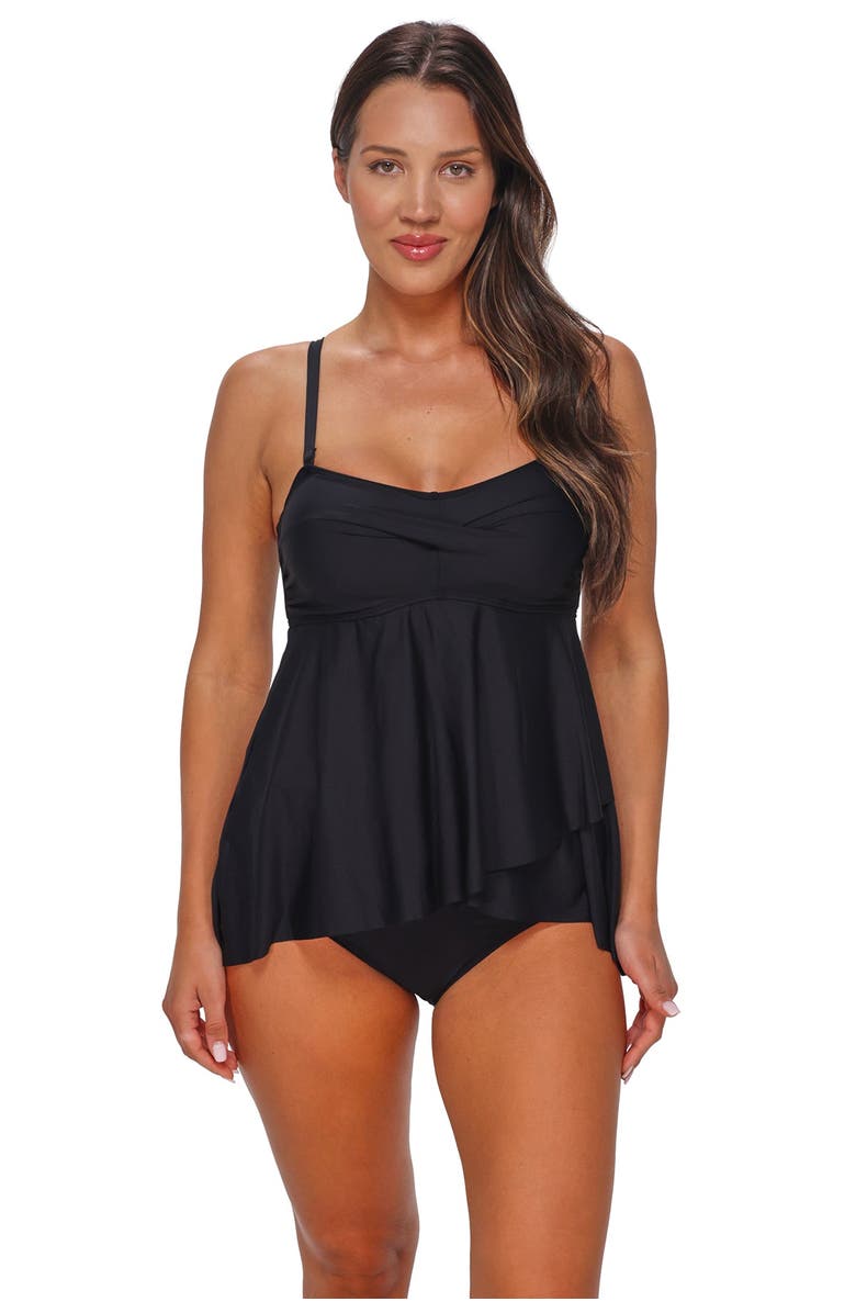 Sunsets Escape Molly Bandeau Tankini Swimsuit Top, Main, color, Black