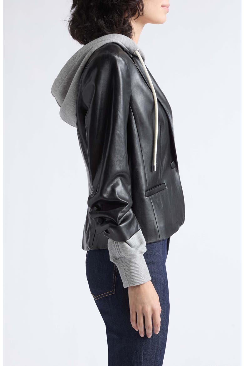 Le Petit Khloe Faux Leather Blazer, Alternate, color, BLACK/ HEATHER GREY