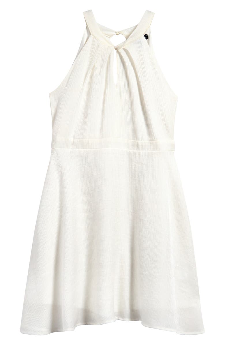 Ava & Yelly Kids' Metallic Twist Front Party Dress, Main, color, White