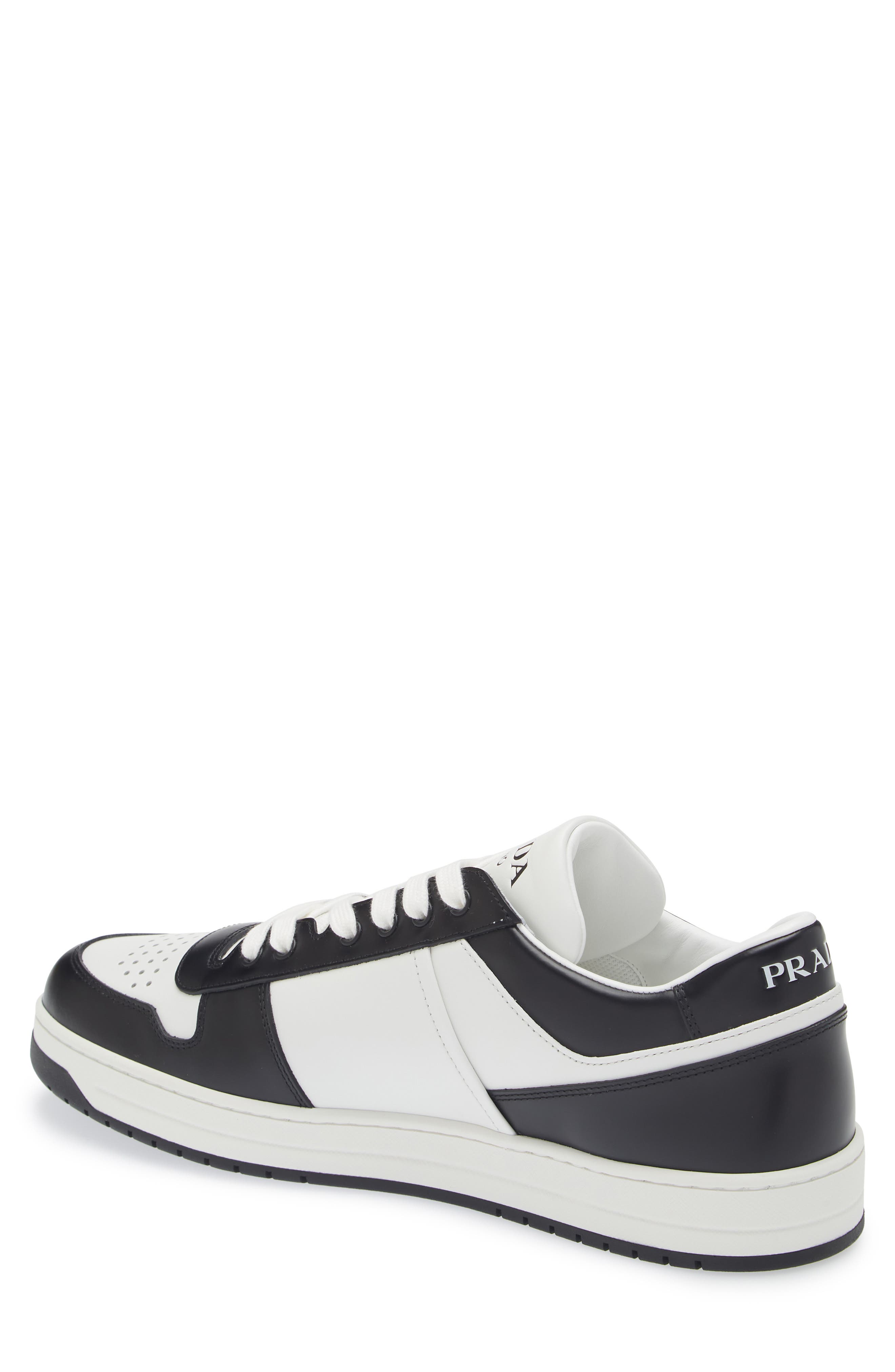 Prada Downtown Logo Low Top Sneaker, Alternate, color, Bianco/ Nero