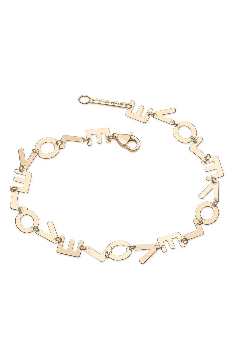LANA 14K Gold Laser Love Chain Bracelet, Main, color, Gold