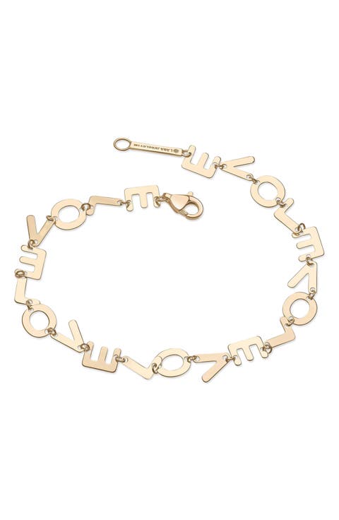 14K Gold Laser Love Chain Bracelet