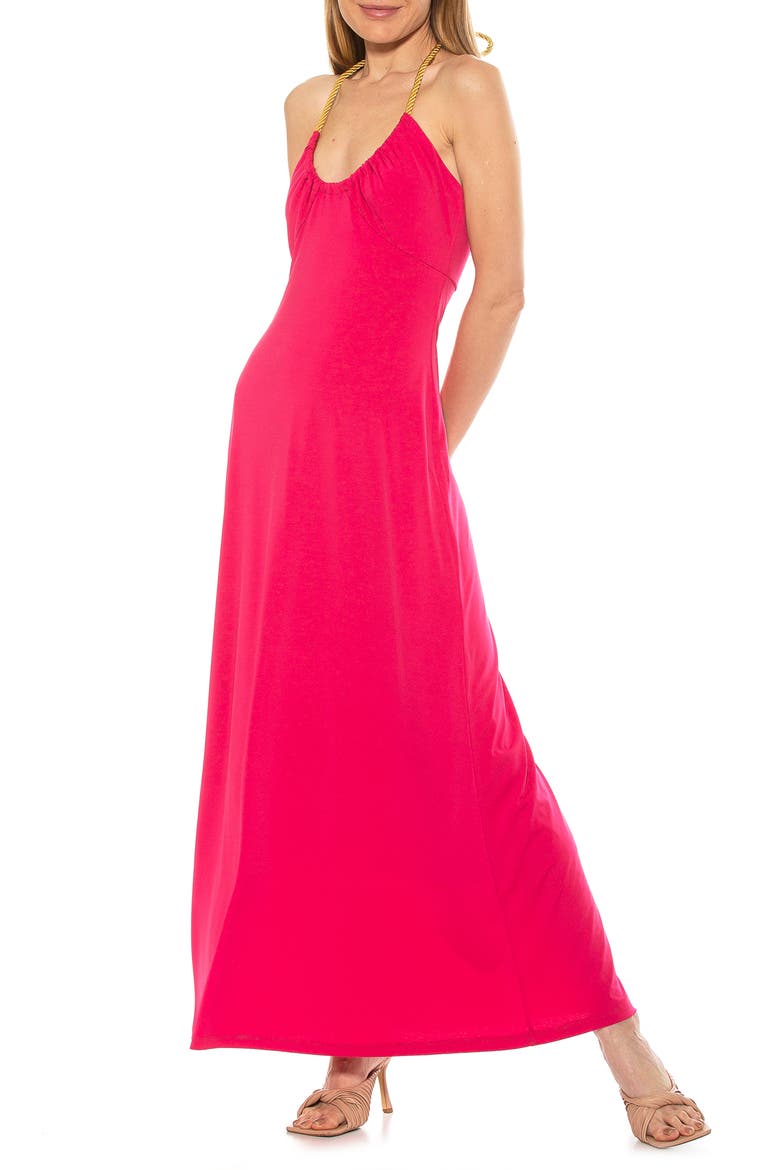 Selena Scoop Neck Maxi Dress, Main, color, HOT PINK