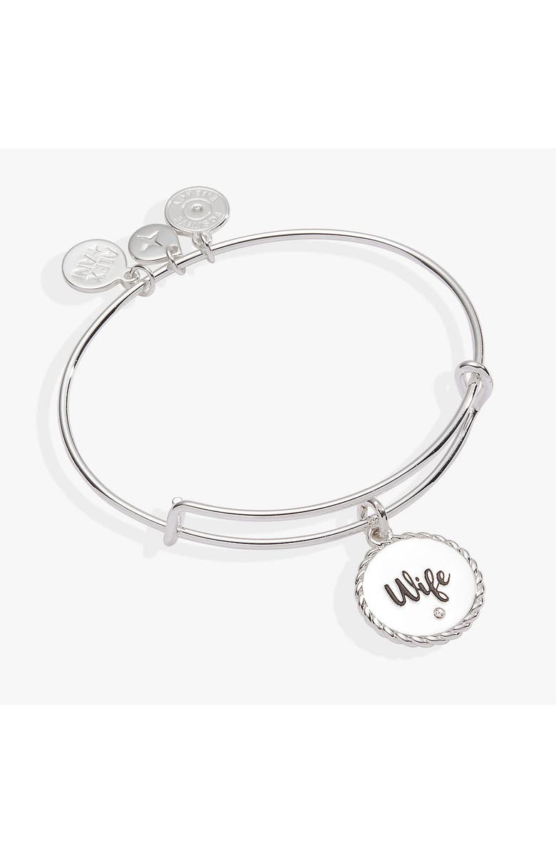 Alex and Ani Wife Charm Bangle Bracelet, Main, color, Silver