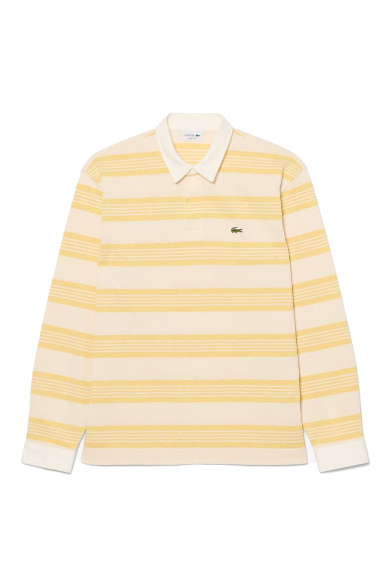 Stripe Long Sleeve Rugby Polo, Alternate, color, JAUNE CHINE/ CANDLE CHINE