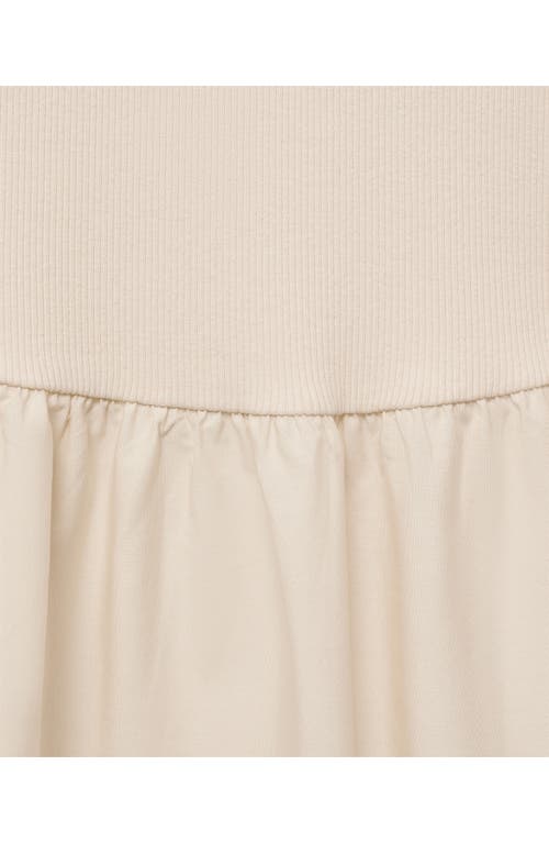 Mango Flared Dress In Combined Fabric Ecru In White