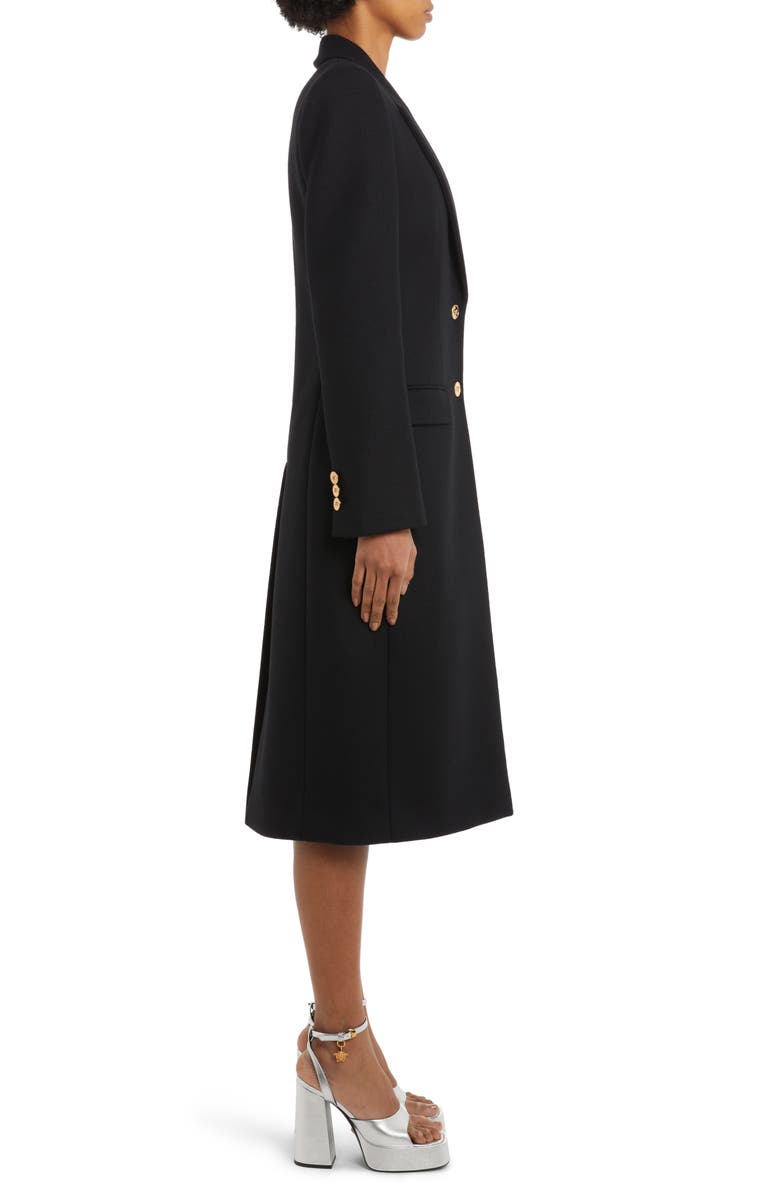 Versace Longline Wool Blend Peacoat, Alternate, color, 