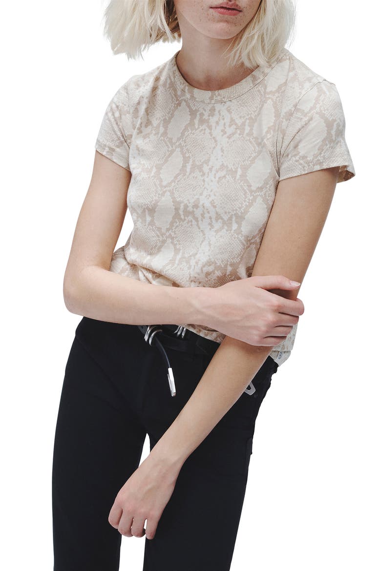 Snakeskin Print Cotton Crewneck T-Shirt, Main, color, SNAKE PRINT