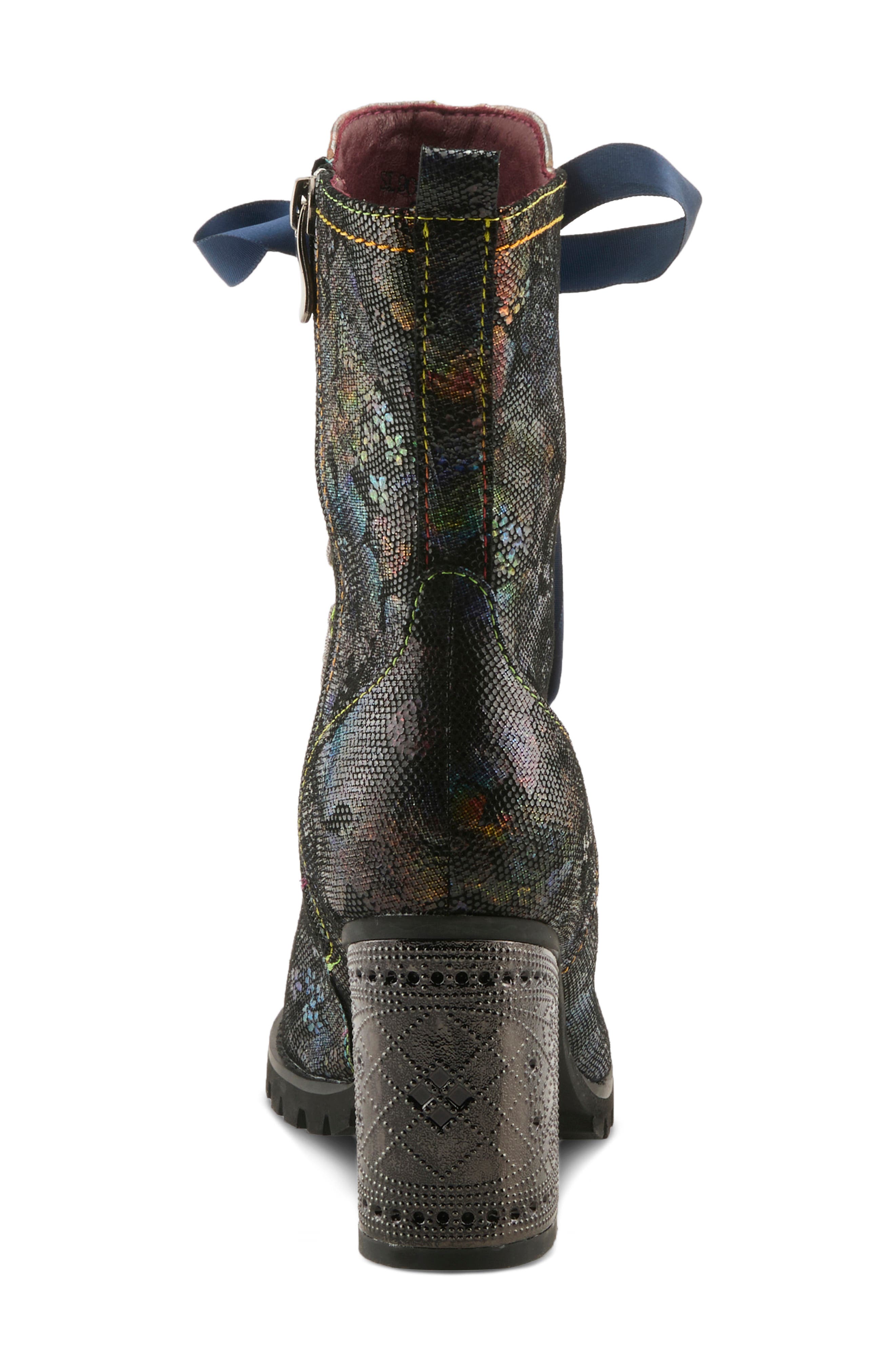 Girlygo Lace Up Boot, Alternate, color, NAVY MULTI