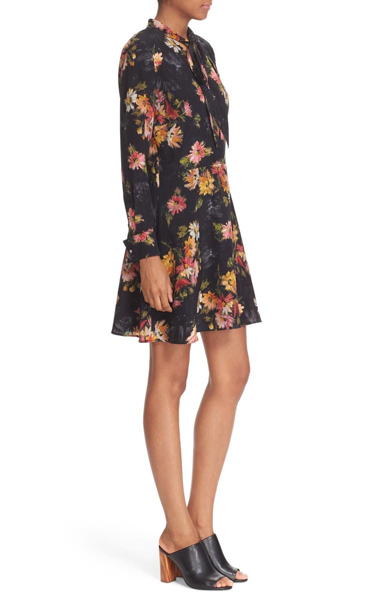 The Kooples Floral Print Silk Dress, Alternate, color, 