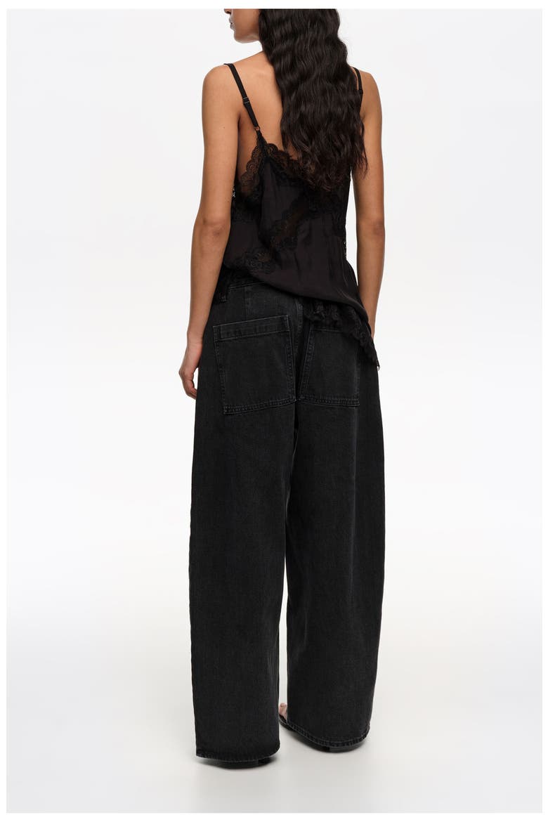 WIDE LEG - Washed Denim Trousers, Alternate, color, WASHED BLACK