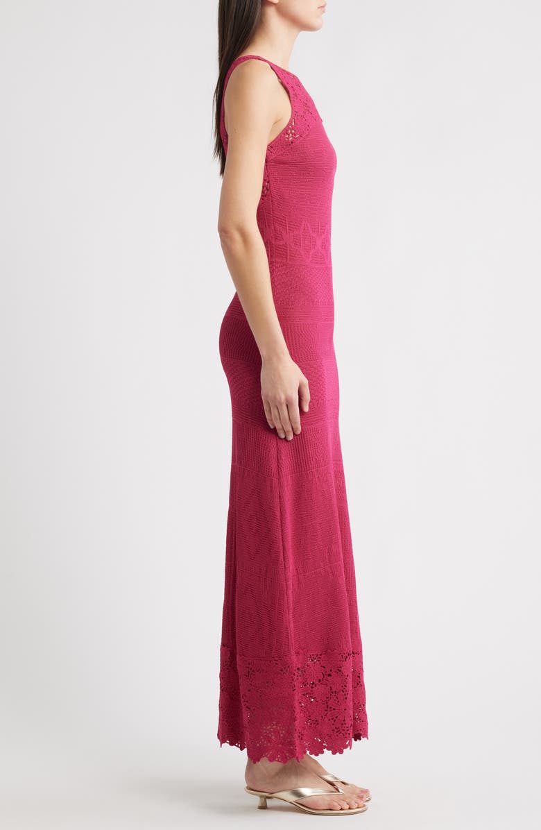 Elie Tahari The Josephine Lace Trim Knit Midi Dress, Alternate, color, 