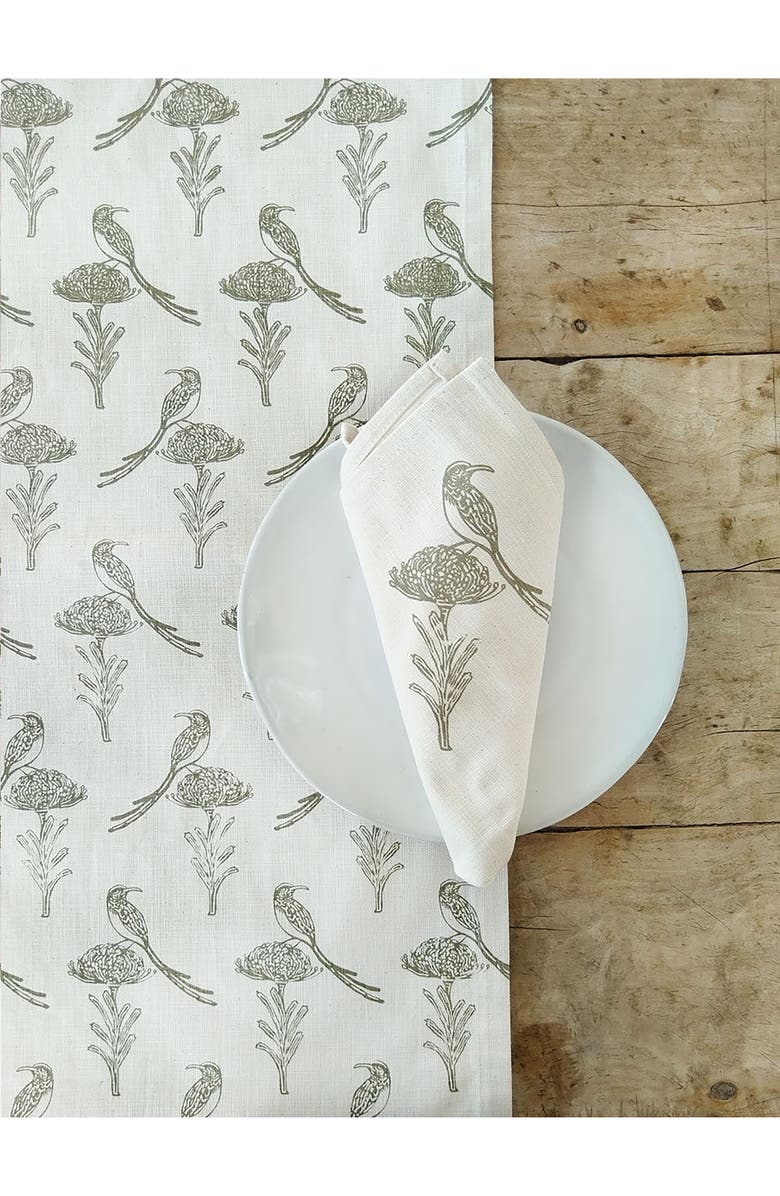 FRENCH HOME Sugarbird Cotton Twill Dinner Napkins, Alternate, color, Sage