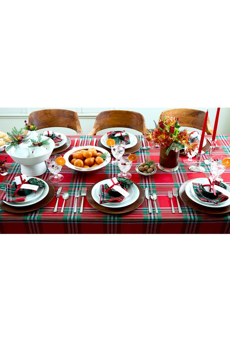 Solino Home Linen Tablecloth - Madras Holiday Plaid, Alternate, color, Red
