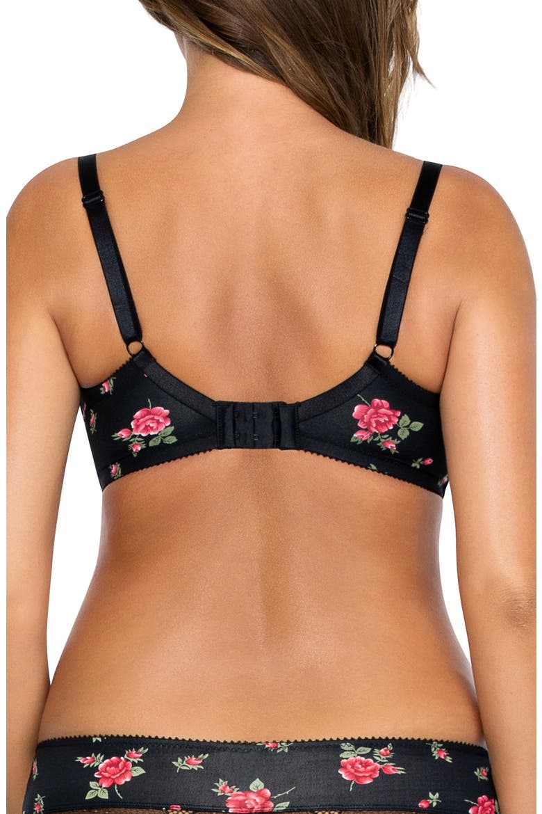 Plunge Underwire Molded Bra, Alternate, color, BLACK W ROSE PRINT