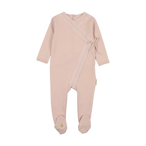 Mon Tresor Budding Blossoms Girls Footie & Bonnet - Ivory & Pink