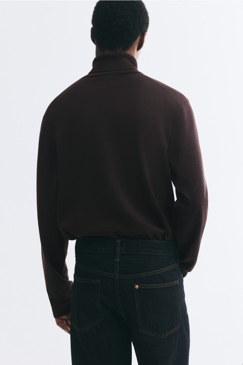 Regular-fit Fine-knit Turtleneck Sweater, Alternate, color, Dark brown