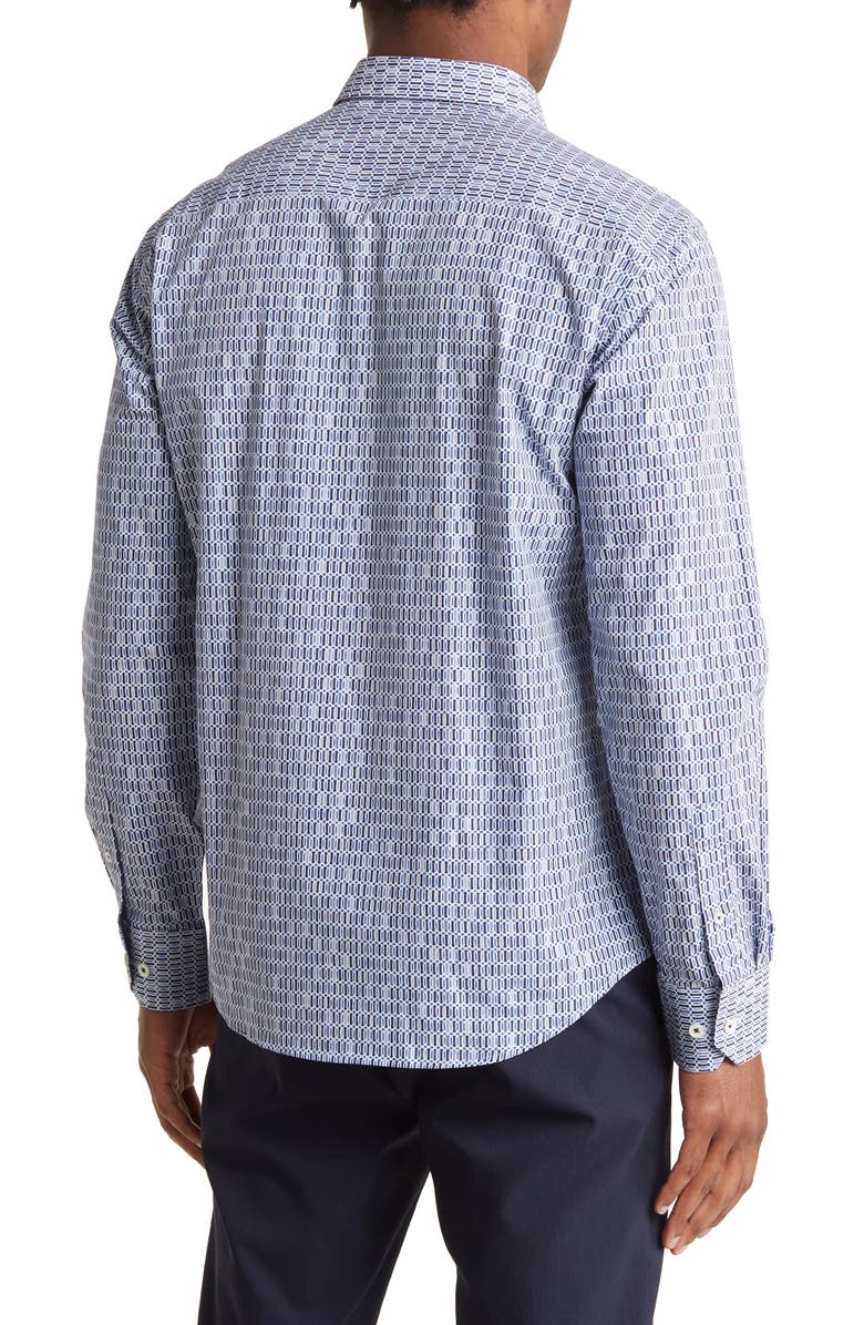 Bugatchi Shaped Fit Geometric Cotton Button-Up Shirt, Alternate, color,
