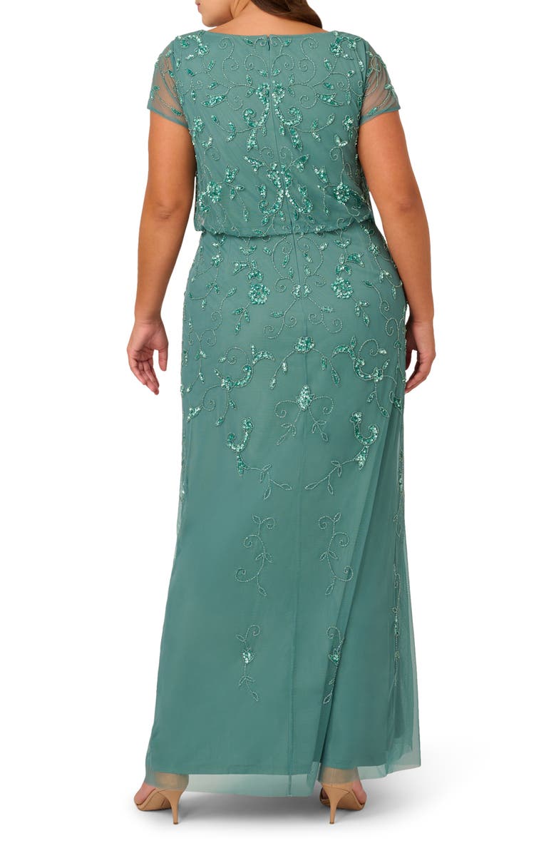 Adrianna Papell Beaded Mesh Gown, Alternate, color,