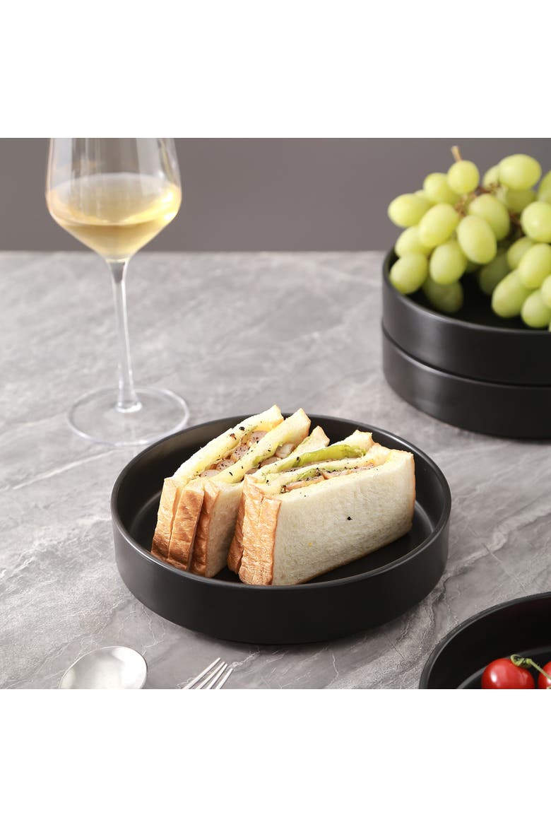Celina Stoneware 4-Piece Pasta Bowl Set, Alternate, color, Black