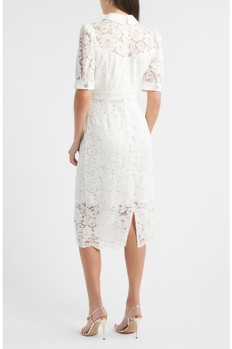 Crepe & Lace Shirtdress, Alternate, color, IVORY