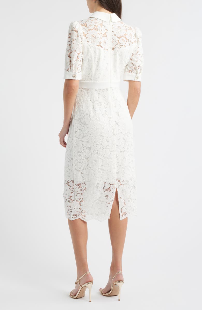 Tahari ASL Crepe & Lace Shirtdress, Alternate, color, Ivory
