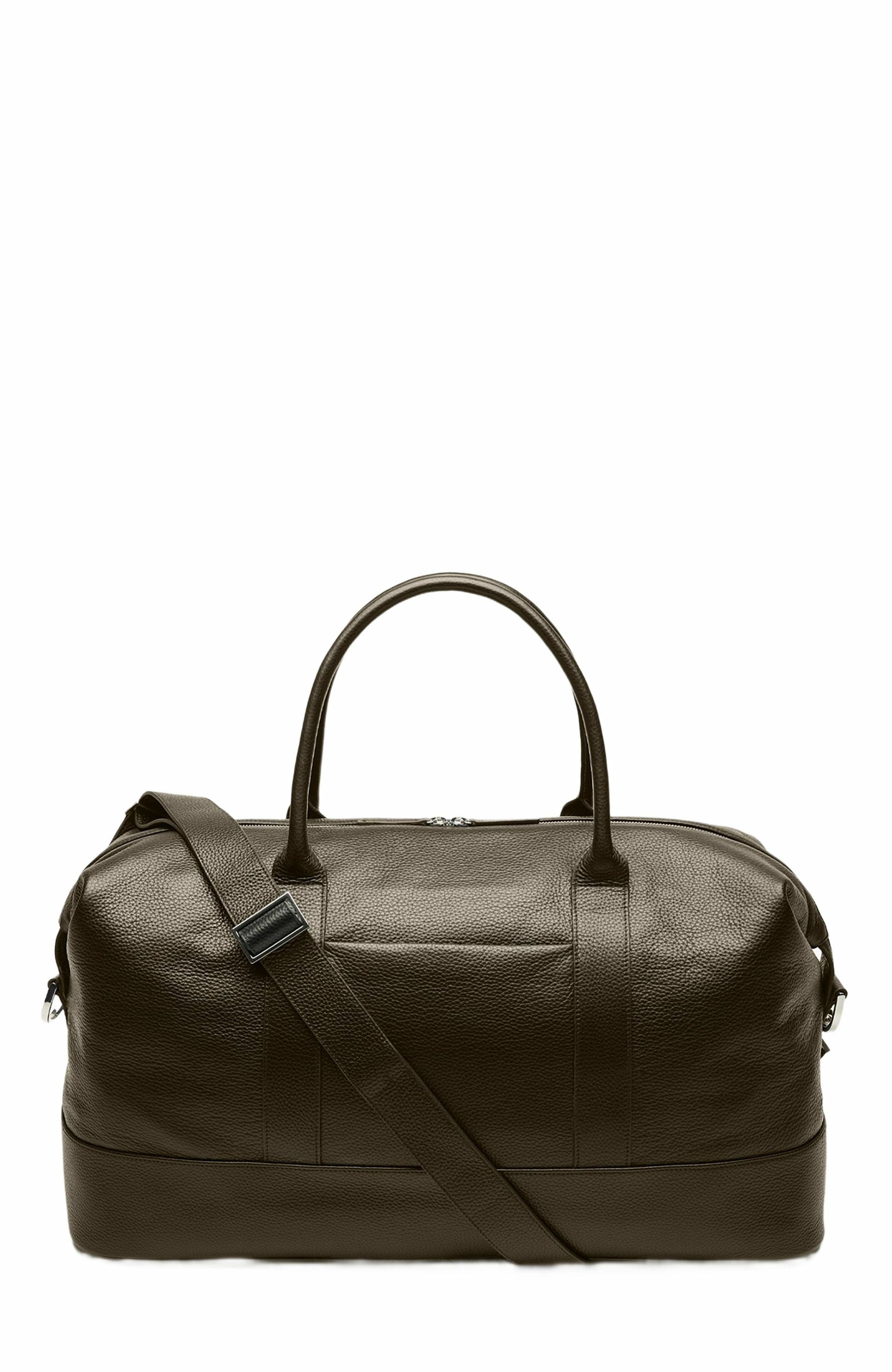 Want Les Essentiels Kelowna Pebble-Grained Leather Weekender Bag, Alternate, color, Dark Brown