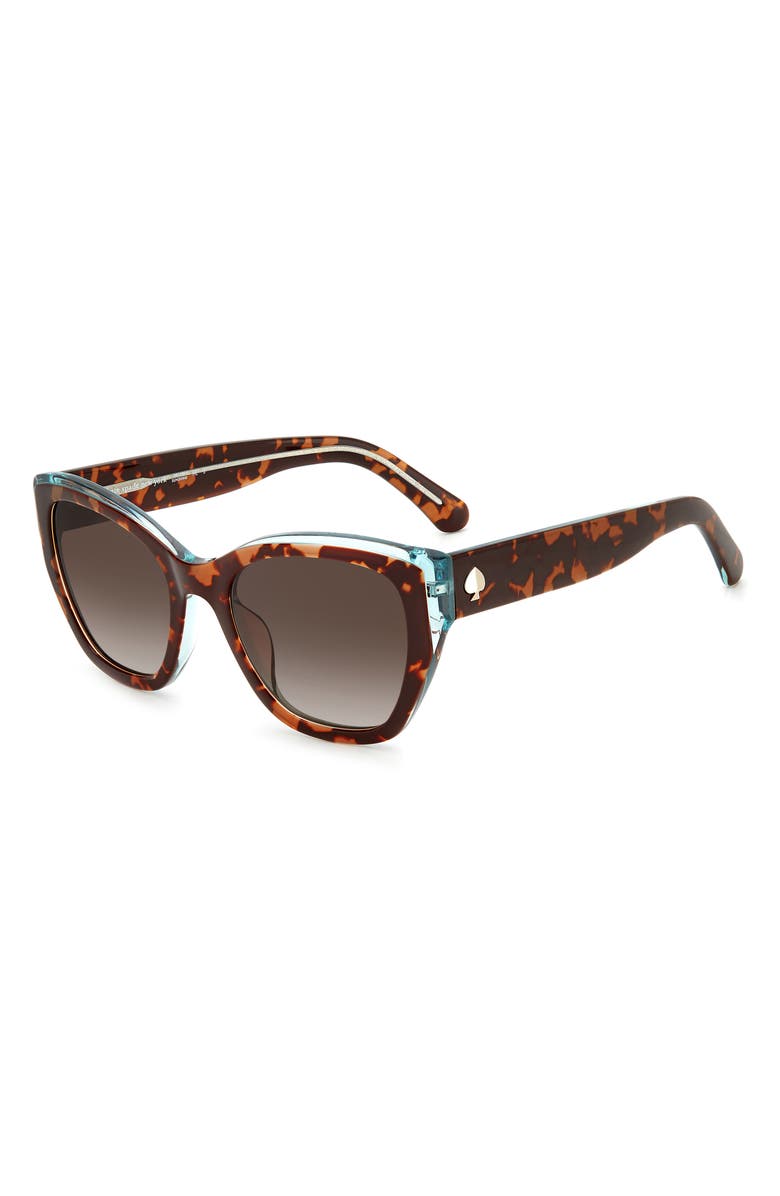 Kate Spade New York yolanda 51mm polarized gradient cat eye sunglasses, Alternate, color, Havana / Brown Polar