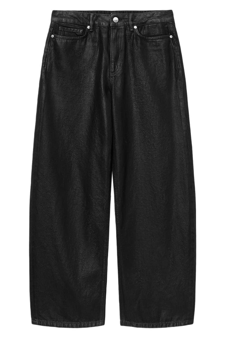 Daria Barrel Leg Jeans, Alternate, color, COATED BLACK