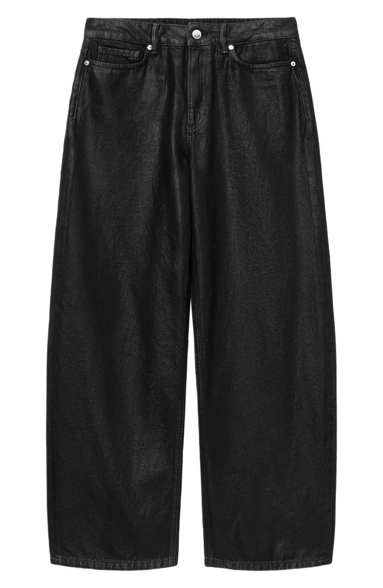 AllSaints Daria Barrel Leg Jeans, Alternate, color, Coated Black