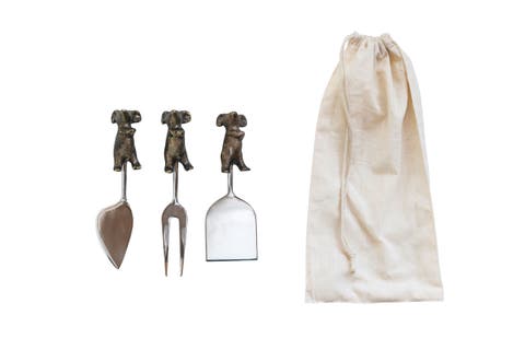 Cheese Servers with Mice Shaped Handles in Drawstring Bag