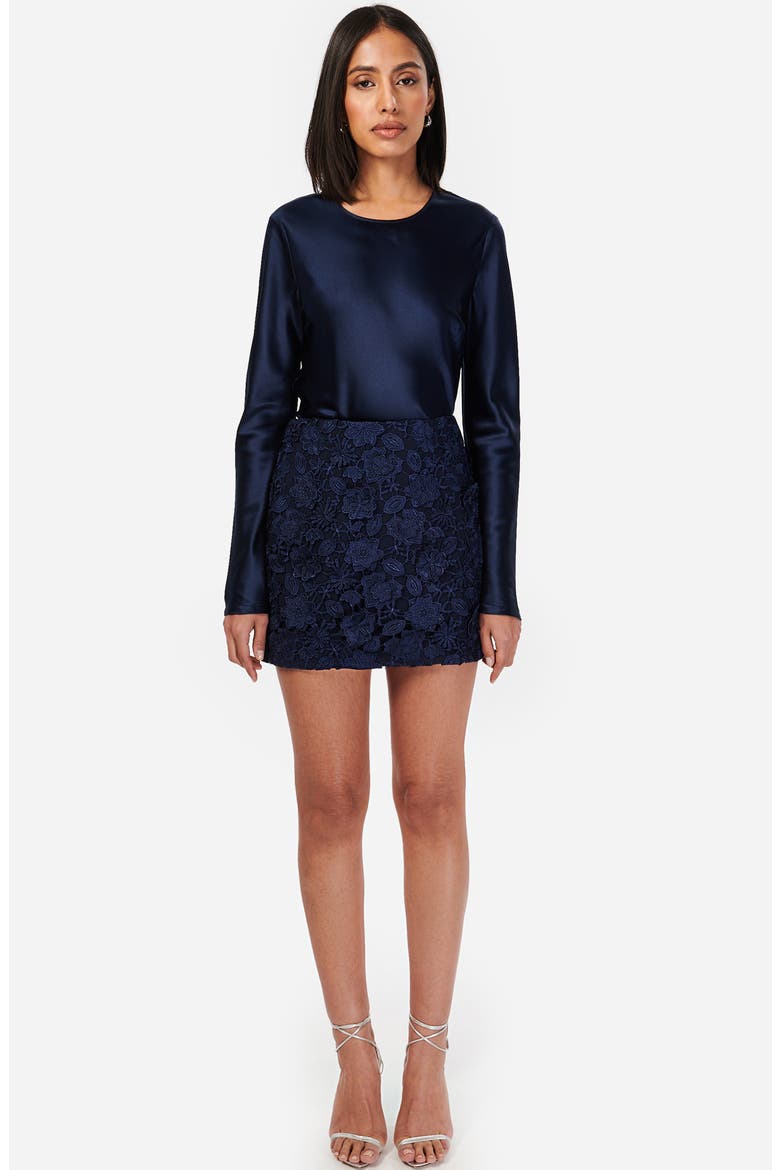 Florcienta Floral Lace Miniskirt, Alternate, color, NAVY