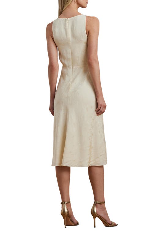 Shop Ralph Lauren Lauren  Floral Jacquard Sleeveless Midi Dress In Ivory Beige