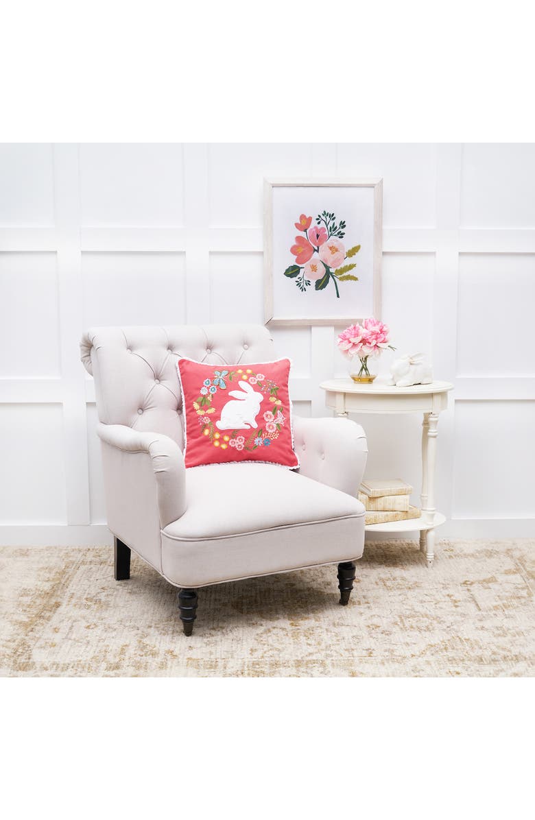 C&F Home Spring Easter Bunny Silhouette & Wreath Accent Throw Pillow, 16" x 16", Alternate, color, Pink