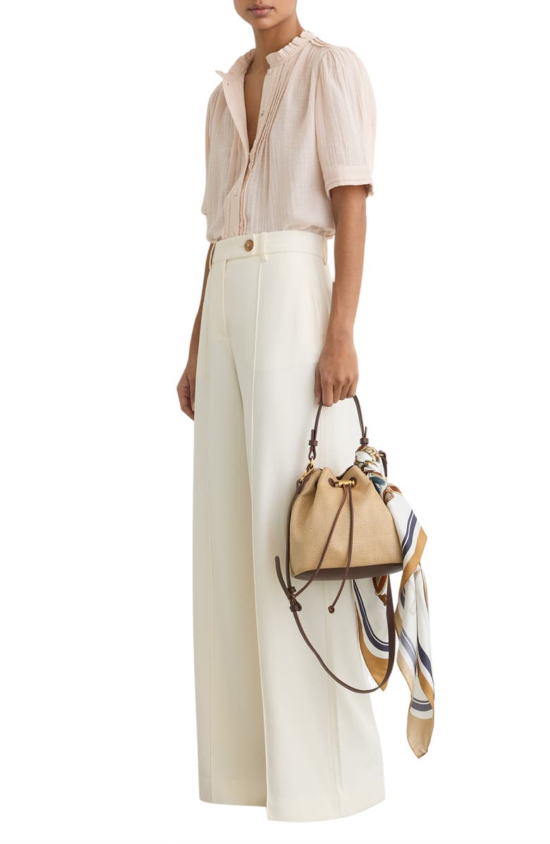 Reiss Aurelia Pintuck Pleat Cotton Gauze Button-Up Shirt, Alternate, color, Pale Pink