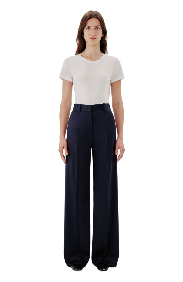 Another Tomorrow WIDE LEG SUIT PANT, Main, color, Navy