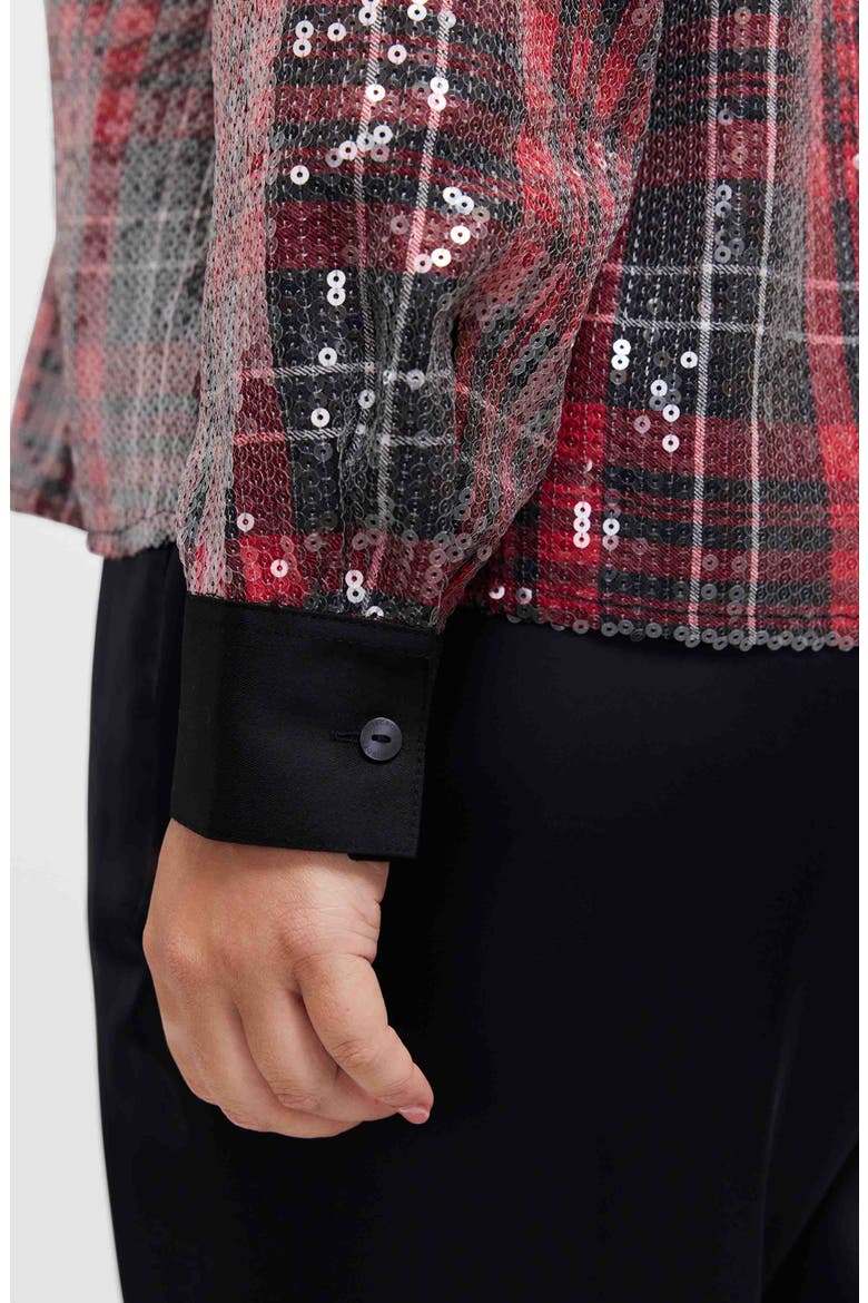 Marina Sequin Button-Up Shirt, Alternate, color, BURGUNDY RED/ MULTI