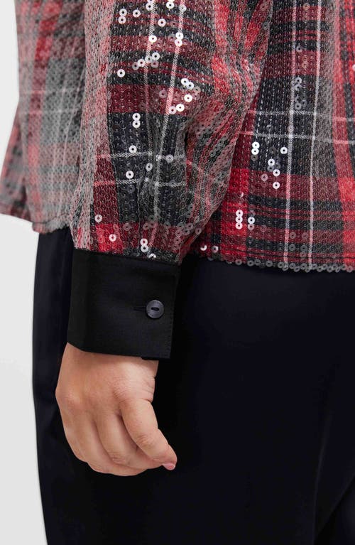 Foxcroft Marina Sequin Button-up Shirt In Black