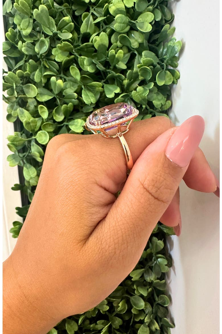 Gossip Cushion Cut Blue Topaz & Diamond Cocktail Ring, Alternate, color, AMETHYST